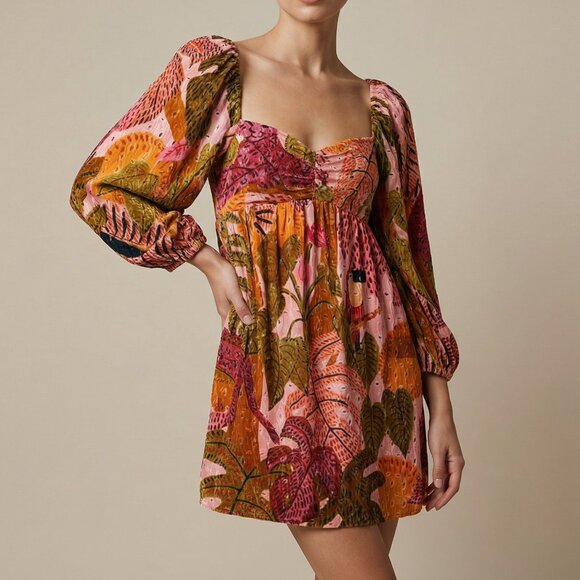 $168 Anthropologie KOURT Multicolor Bohemian eyelet mini dress M 100% cotton - Picture 11 of 12